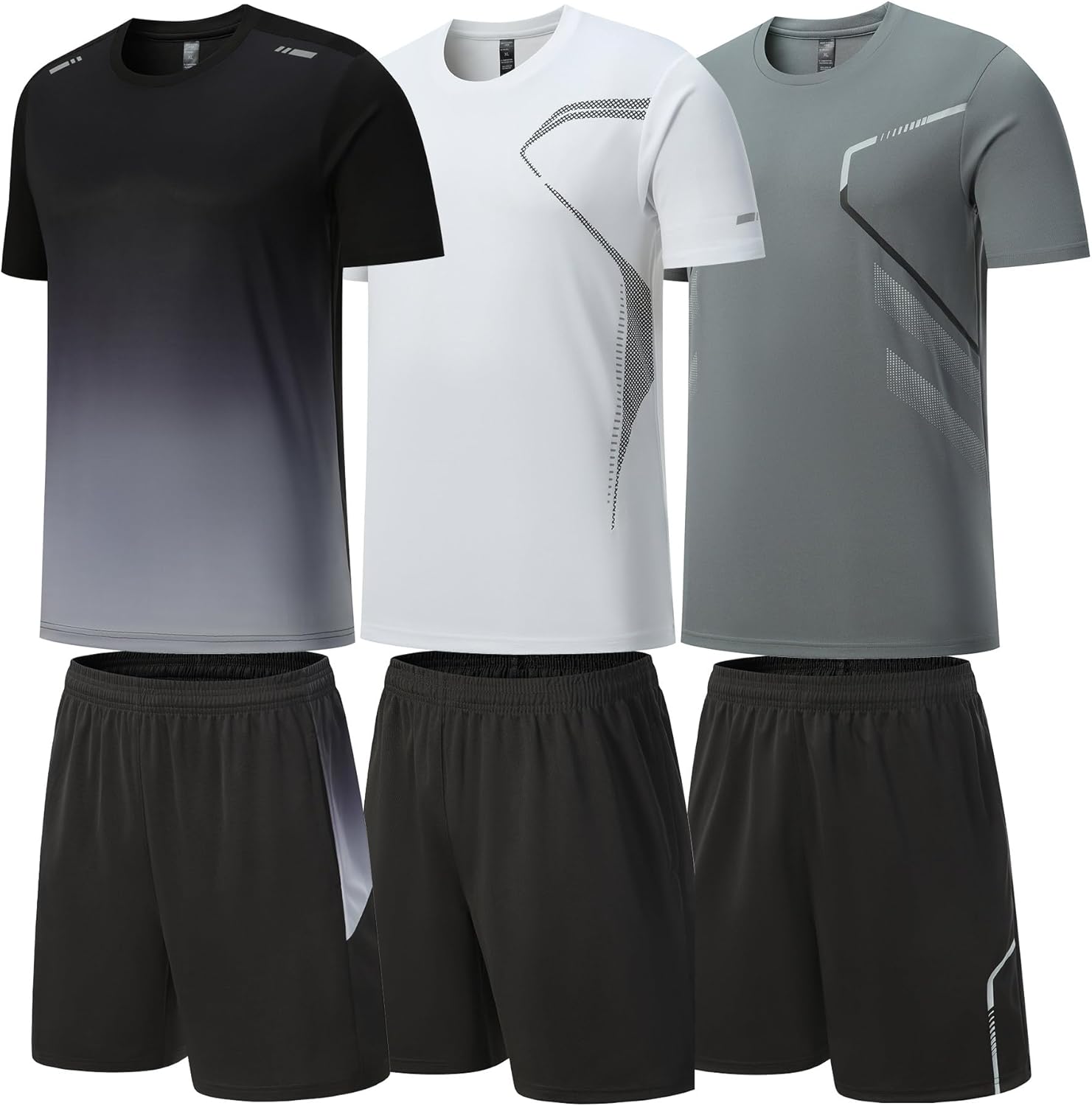 BOOMCOOL Gym Clothes workout shorts and long sleeve shirts for men running dry fit athletic outfits sets 6 pack