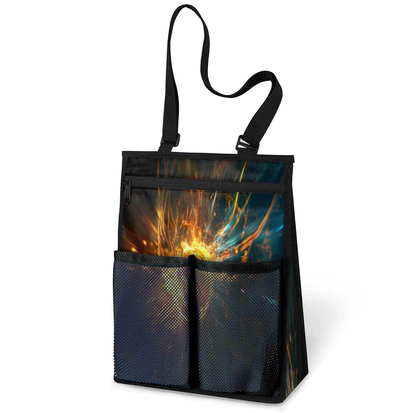 Ourtheme Flames Sports Basketball Portable Shower Bag for Travel Gym Camp Beach Tote Shower Caddy Bags Hanging Toiletry