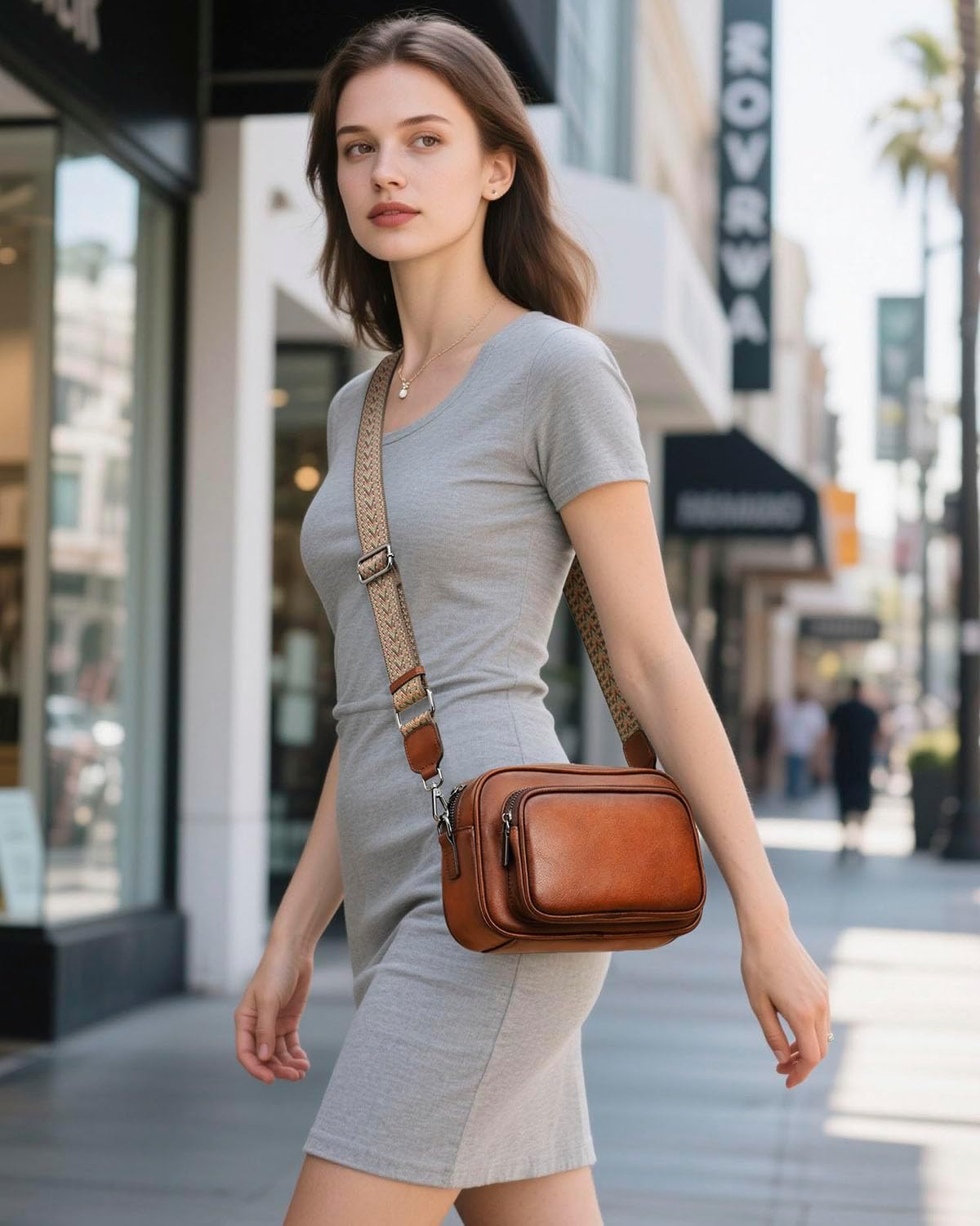 COOLCY Genuine Leather Crossbody Bags for Women Small Purses and Handbags Vintage Ladies Shoulder Satchel Bag 2 styles straps - Image 3