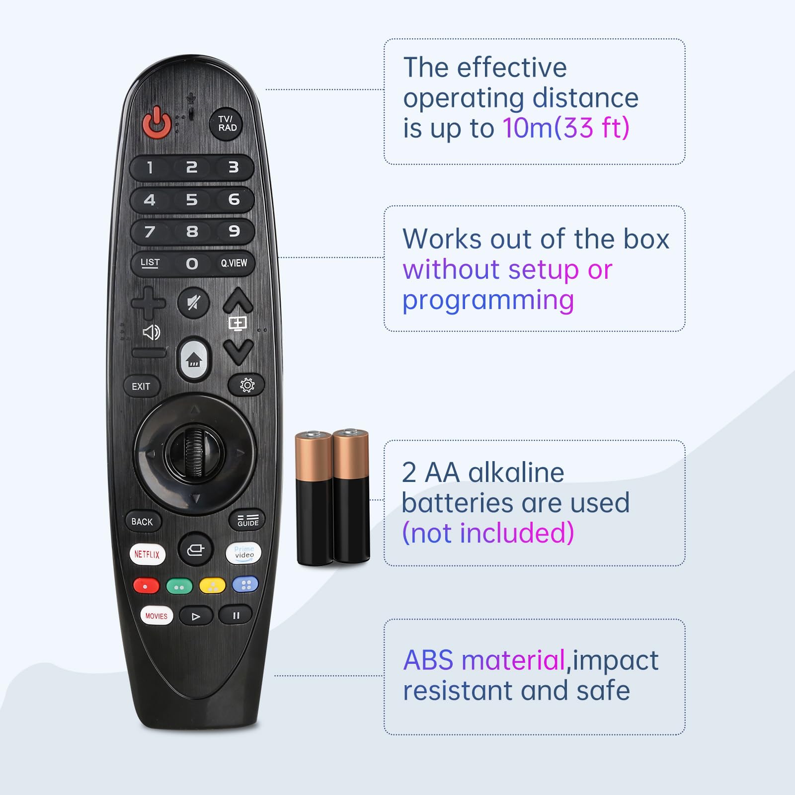 for LG Smart TV remote, Universal Infrared LG Remote Control for 2015-2025 Models, No Voice or Pointer Function, Compatible with OLED/QNED/NanoCell/4K/UHD TVs — view 5