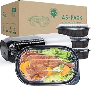 YANGRUI Take Out Containers, Shrink Wrap 45 Pack 26 oz Reusable Machine Washable Extra Thick BPA Free Meal Prep Container ...
