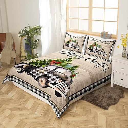 Vista 268 de Juego de funda de edredón rosa de Navidad para niñas, tamaño matrimonial, lindo juego de ropa de cama de dibujos animados de pingüino de Papá Noel