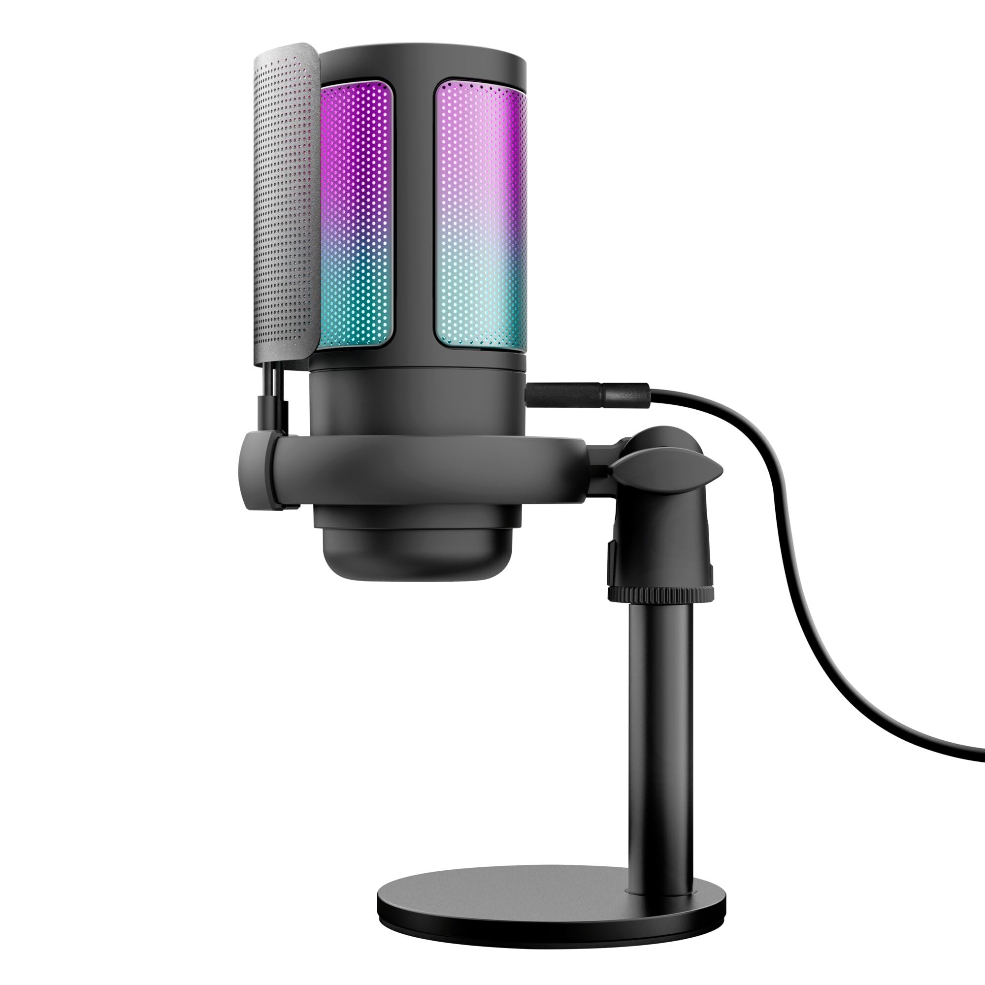 GXTrust 1238 Ruan Microfono USB con Supporto in Metallo, Shock-mount e Filtro Pop, Pattern Cardioide, Microfono Gaming USB per Podcast Youtube, ASMR, Streaming, Twitch, PC, PS4, PS5, Nero