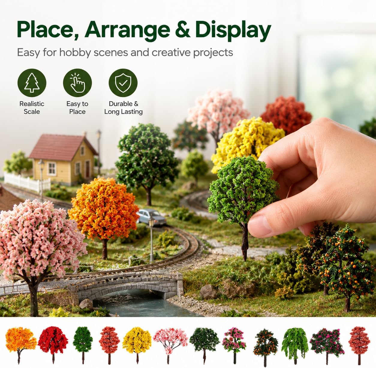 IMIKEYA 12Pcs Model Trees: Mixed Miniature Trees Train Scenery Landscape