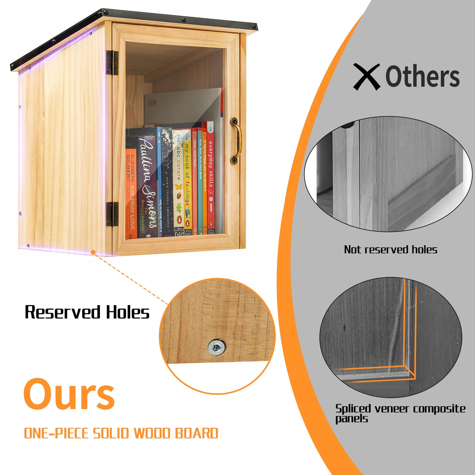 Little Library Box Outdoor, wasserdichter Bücherschrank aus Holz für Heimwerker, Gemeinschaft & Schulteilung, wetterfester Nachbarschaftsbuchaustausch für Literatur, Zeitschriften & Zeitungen