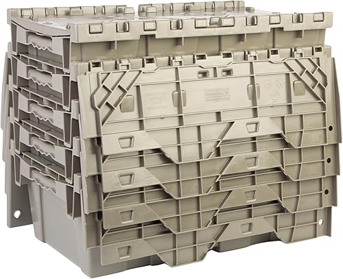 Hudson Exchange - Contenedor de distribución de almacenamiento con tapa con bisagras, 19.6 x 11.6 x 7.3 pulgadas (3.7 galones, 5 unidades)