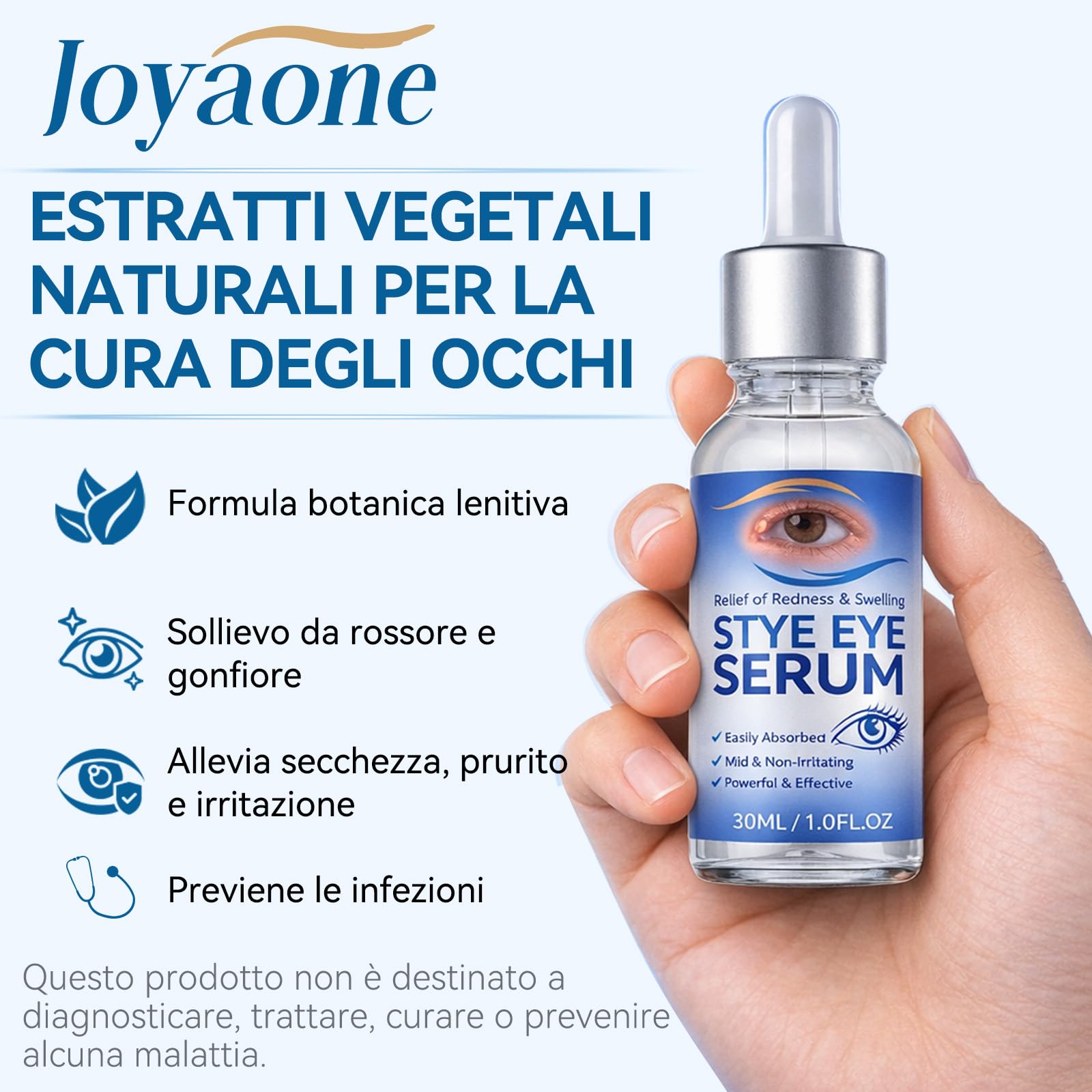 Siero per Palpebre 30 ml, Trattamento Naturale per Orzaiolo, Blefarite, Calazio e Occhi Secchi, Pulizia Delicata per Palpebre Irritate, Collirio Naturale Per una Corretta Igiene Palpebrale