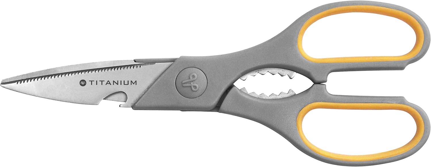 Westcott 8 inch Titanium Nitride Bonded Super Soft Grip Household Scissor - Grey/Yellow