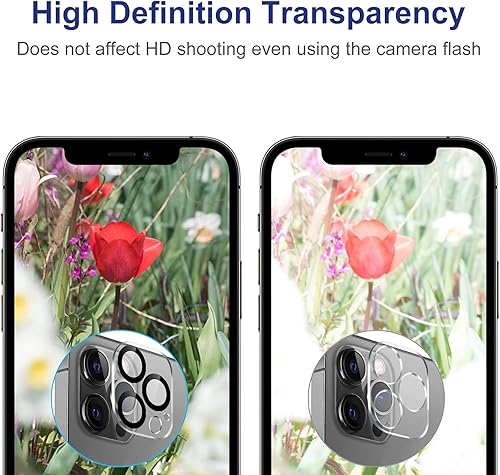 Miniatura 4 de AMOVO Protector de cámara compatible con iPhone 2021 de 6.7 pulgadas, película protectora de lente de ultra claridad, compatible con fundas, vidrio