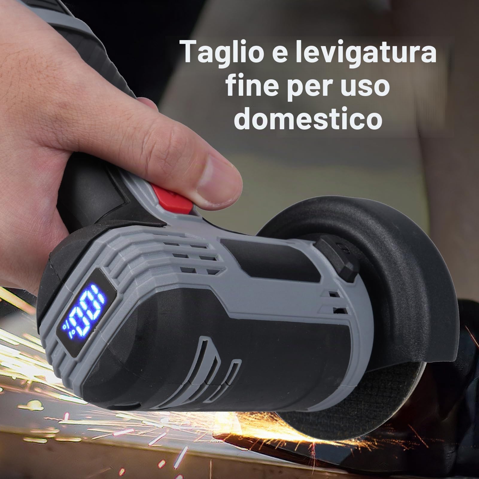 Weytoll Smerigliatrice angolare a batteria 17000 giri/min, Mini smerigliatrice elettrica con 2 batterie 16,8 V 1500 mAh e disco abrasivo per tagliare mattoni lucidati, legno, pietra, acciaio