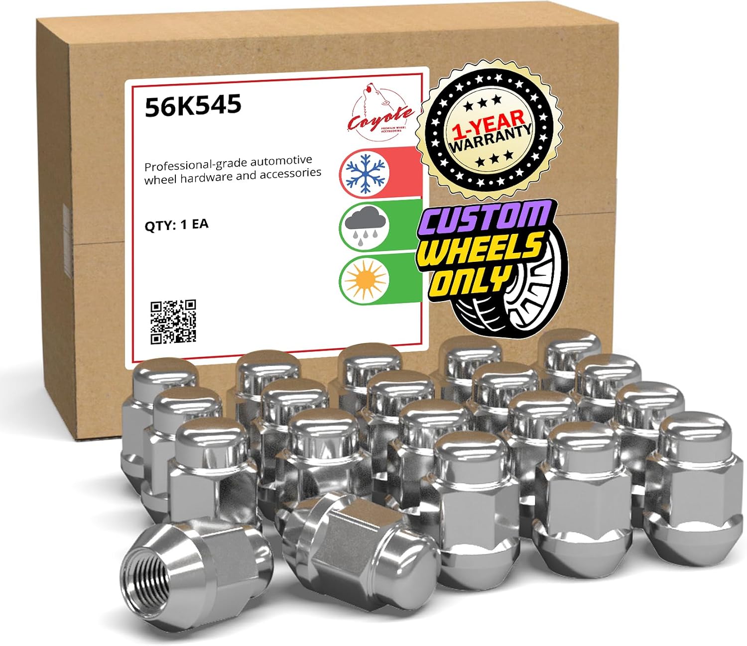 Wheel Accessories Parts 20 Pcs M12x1.5 12x1.5 Thread Bulge Acorn 1.38" 35mm Long Lug Nuts Chrome 13/16" 21mm Hex Fits Many Hyundai Kia Toyota Pass Cars with Aftermarket Wheels