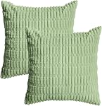 AVOIN colorlife Ensemble de 2 Couvertures d'oreillers décoratifs Corduroy 16x16 Inch, Soft Boho striped Modern Farmhouse Home Decor pour Canapé Salon Couch Bed Blue
