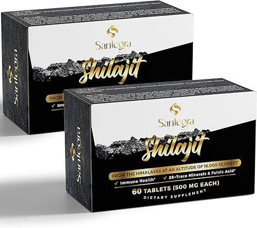 Tabletas Shilajit de 30,000 mg, comprimidos 100% Shilajit puros 120 unidades Shilajit Himalayan orgánico rico en ácido fúlvico y más de 85