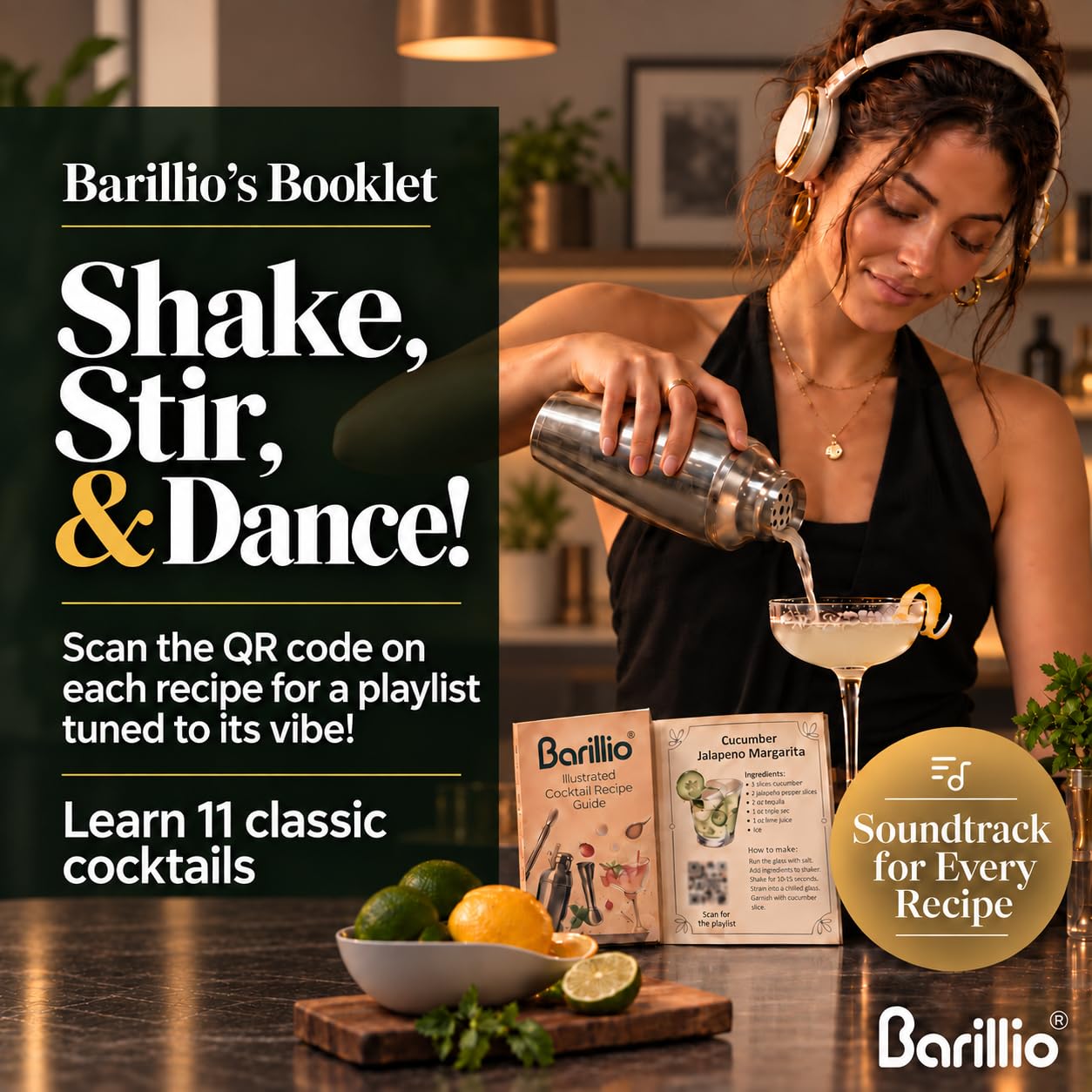Barillio Bartender Kit – 23-Piece Stainless-Steel Cocktail Shaker Set with Premium African Mahogany Stand | Martini Barware Mixing Tools for Home Bartending | Gift Set — Amazon image 6