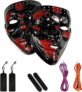 Depointer Life - Máscara de purga LED de Halloween para cosplay, máscara de disfraz con alambre EL, iluminada, fiesta de H...