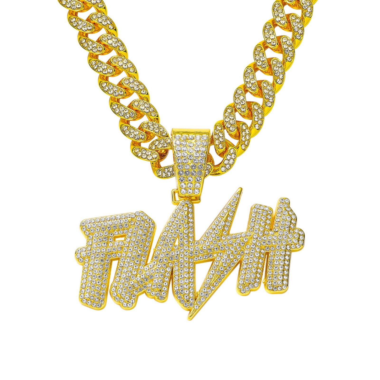 Chaîne cubaine en strass or collier streetwear hip-hop pour homme et femme