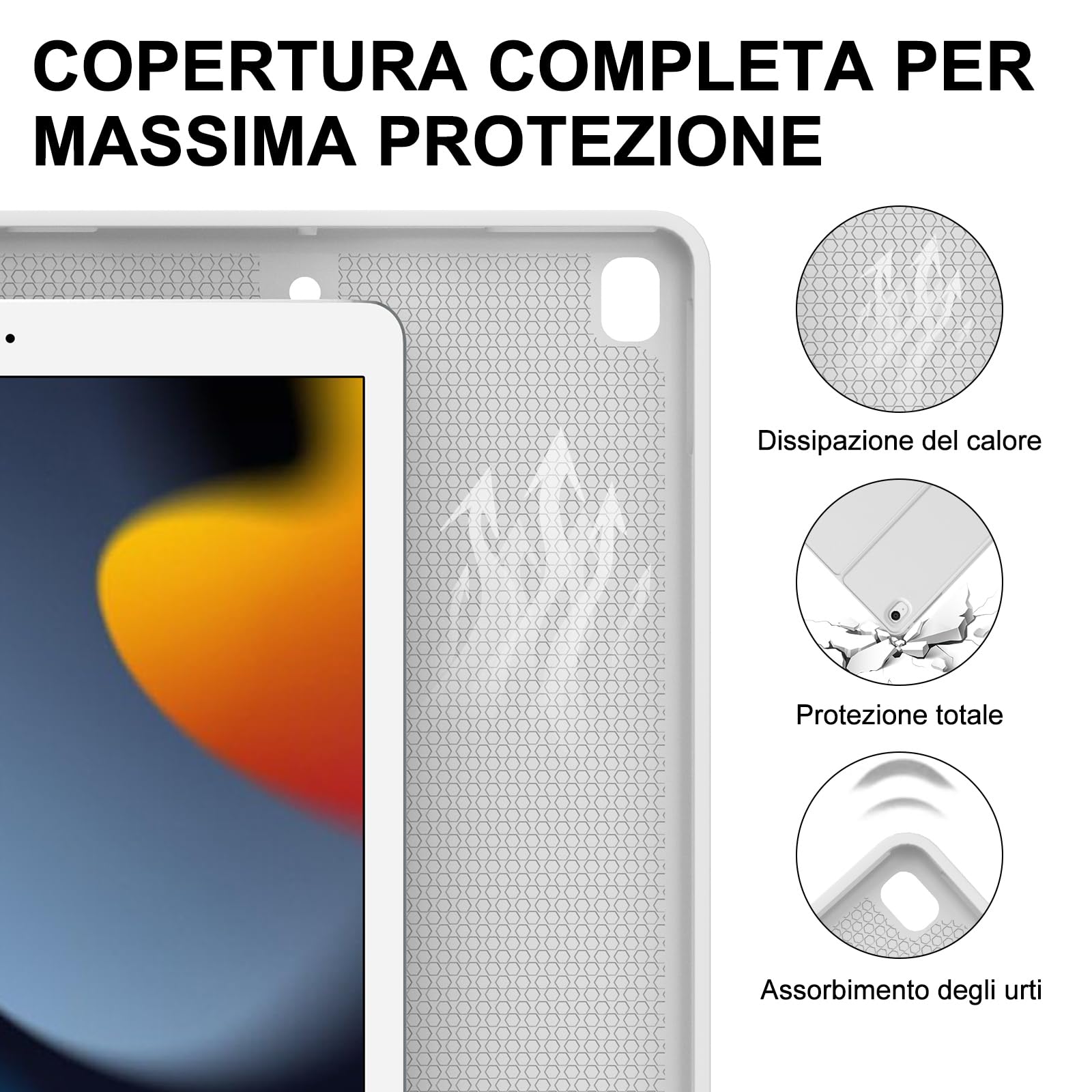 IVEOPPE Custodia Tastiera per iPad 9a Gen 2021/8a Gen 2020/7a Generazione 2019 10.2"/iPad Air 3/Pro 10.5 2017, Cover Tastiera Italiana Rimovibile per ipad, Grigio chiaro