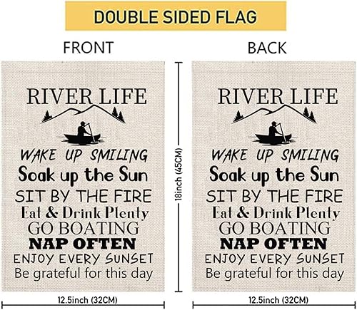 Vista 2 de POFULL River House Life Better Garden Yard Banderas – Regalo de cabaña, regalo de inauguración de la casa de montaña (bandera de vida)