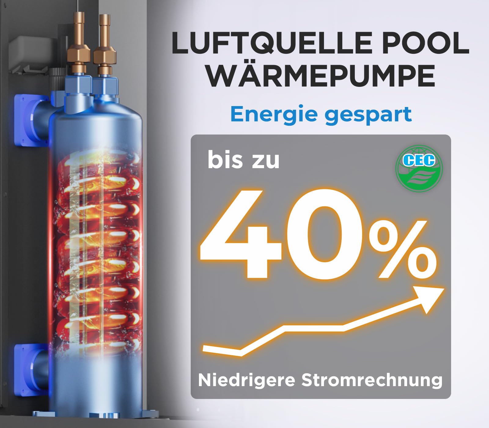 Bomba de calor eléctrica para piscina de 5 kW, para calefacción de piscina, bomba de calor hasta 20.000 l, 20 m³, control wifi, 220 V, 240 V, 50 Hz