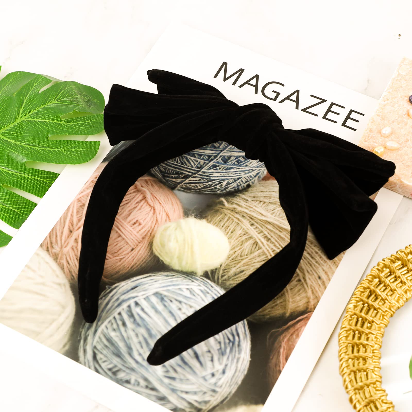 AUDTOPE 3 Fasce Per Capelli Donna Nere Con Fiocco – Morbide E Larghe, Accessori Capelli Per Ragazze