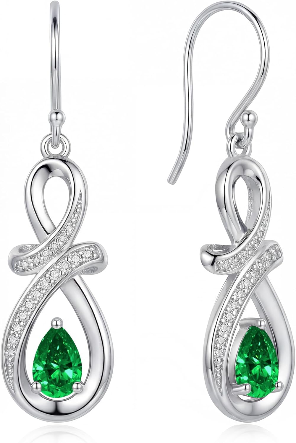 Valentines Day Gift Dangle Drop Earrings 925 Sterling Silver Dainty Infinity Teardrop Gemstone Birthstone Jewelry Birthday Gifts for Her Women