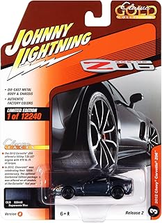 2012 Chevy Corvette Z06 Supersonic Blue Met Classic Gold Collection Ltd Ed to 12240 pcs 1/64 Diecast Model Car by Johnny Lightning JLCG029-JLSP245 B