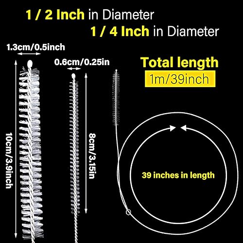 Miniatura 2 de 4 limpiadores de tuberías extralargos con cerdas de nailon suaves, cepillo de limpieza para tubo, manguera, botella, desagüe del refrigerador, 3.3