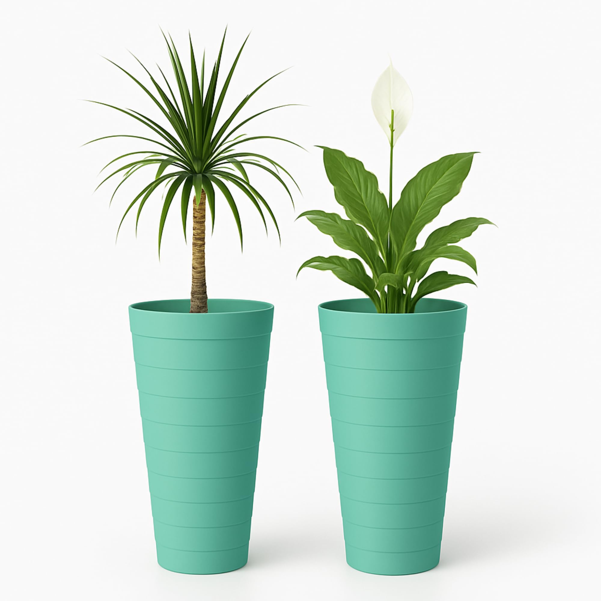 Maceteros Decorativos Interior y Maceteros Grandes Exterior - 3X Macetas Grandes Blanco Elegante (30 cm) Macetas Plastico con Drenaje - Tiestos para Plantas, Jardín, Terraza y Balcón — view 15
