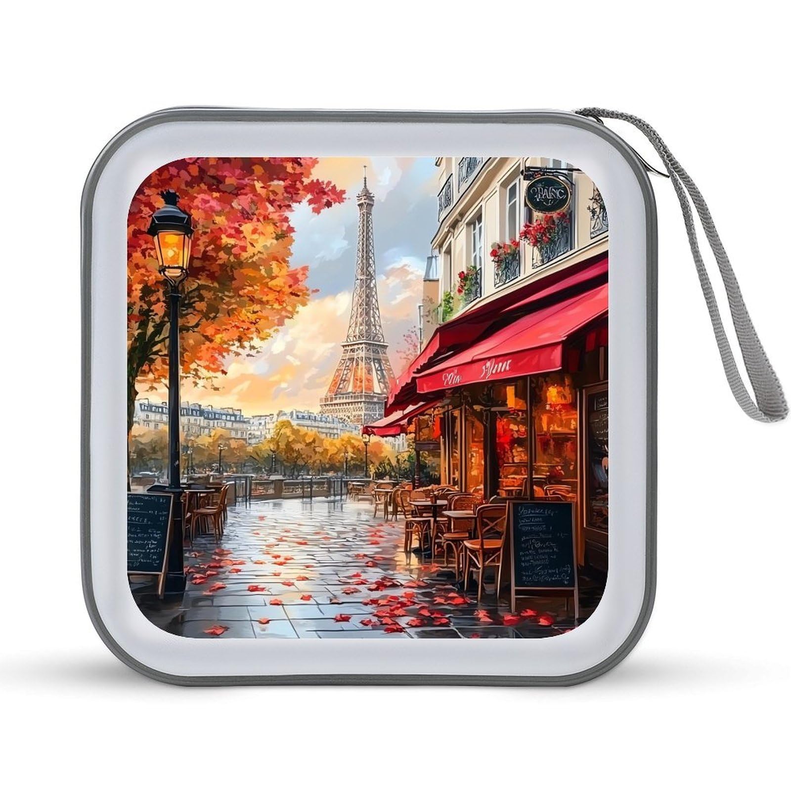 Eiffel Tower Cityscape CD Case Plastic DVD Case Holder Wallet Disc Storage Organizer for Car Travel