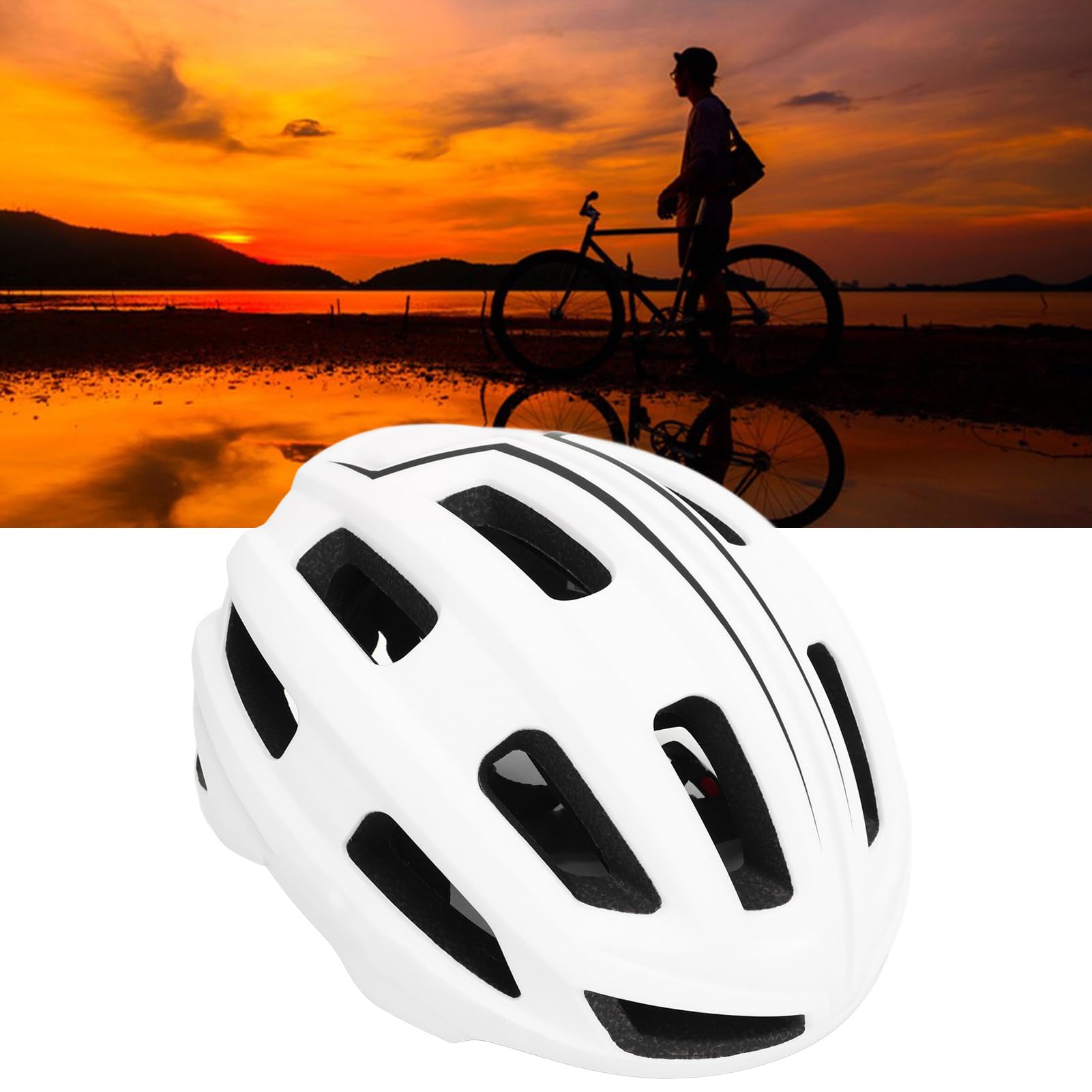 Casco de Ciclismo, Casco de Bicicleta 61-65 Cm, Ajustable, Transpirable, Ligero, para Adultos, Casco de Bicicleta de Carretera con 21 Ventilaciones para Hombres y Mujeres (White)
