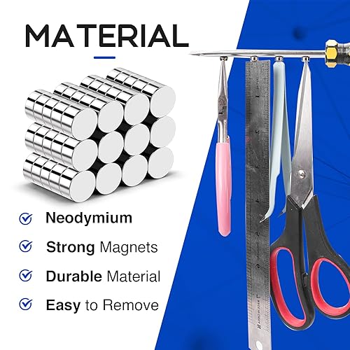 Miniatura 61 de Paquete de 120 imanes pequeños de 0.197 x 0.079 in, imanes de neodimio para manualidades, pizarra blanca, bricolaje