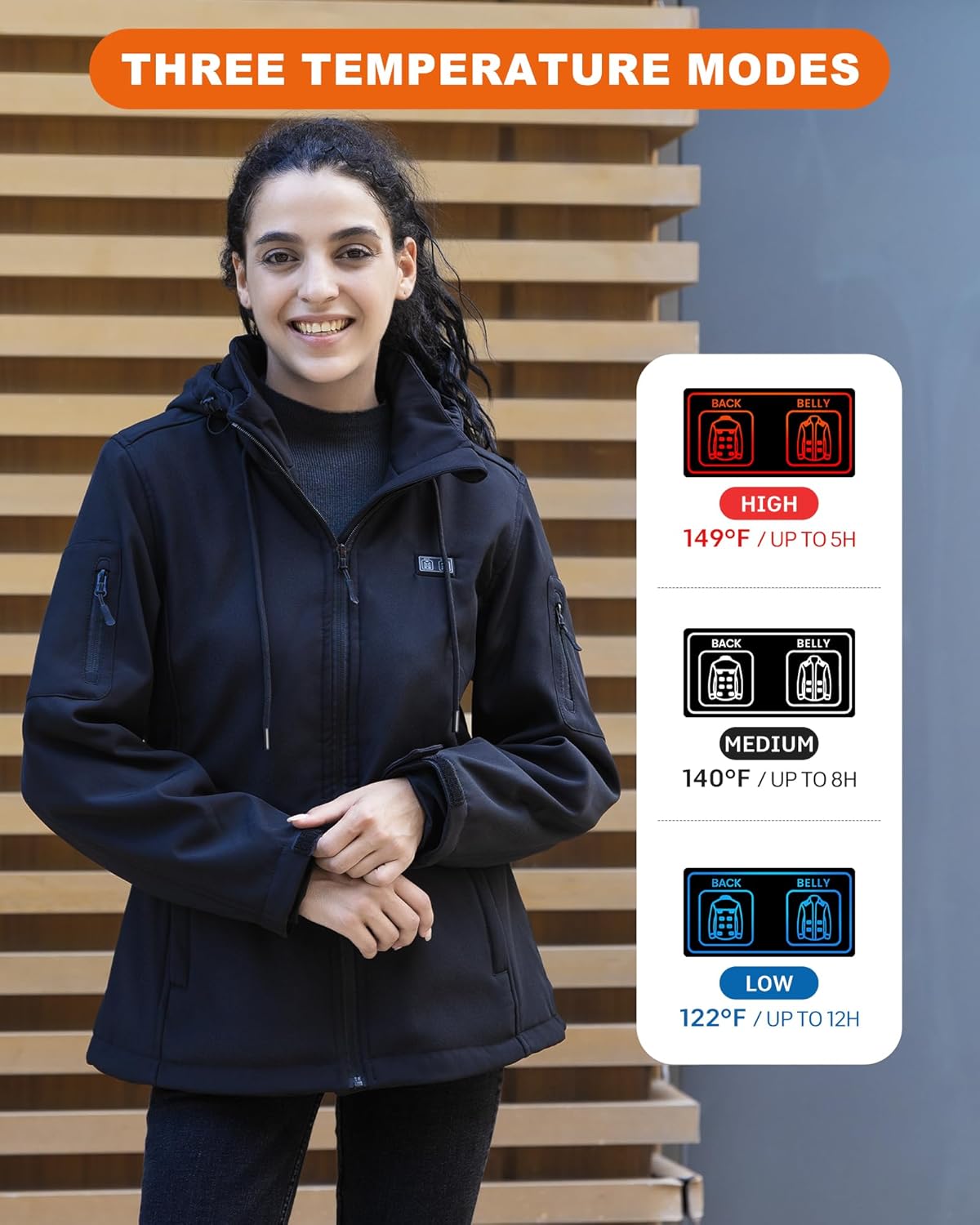 Heated Jacket for Women with Βαtterγ Pack, Winter Outdoor Soft Shell Windproof Women's Heated Jacket Coat Slim Fit