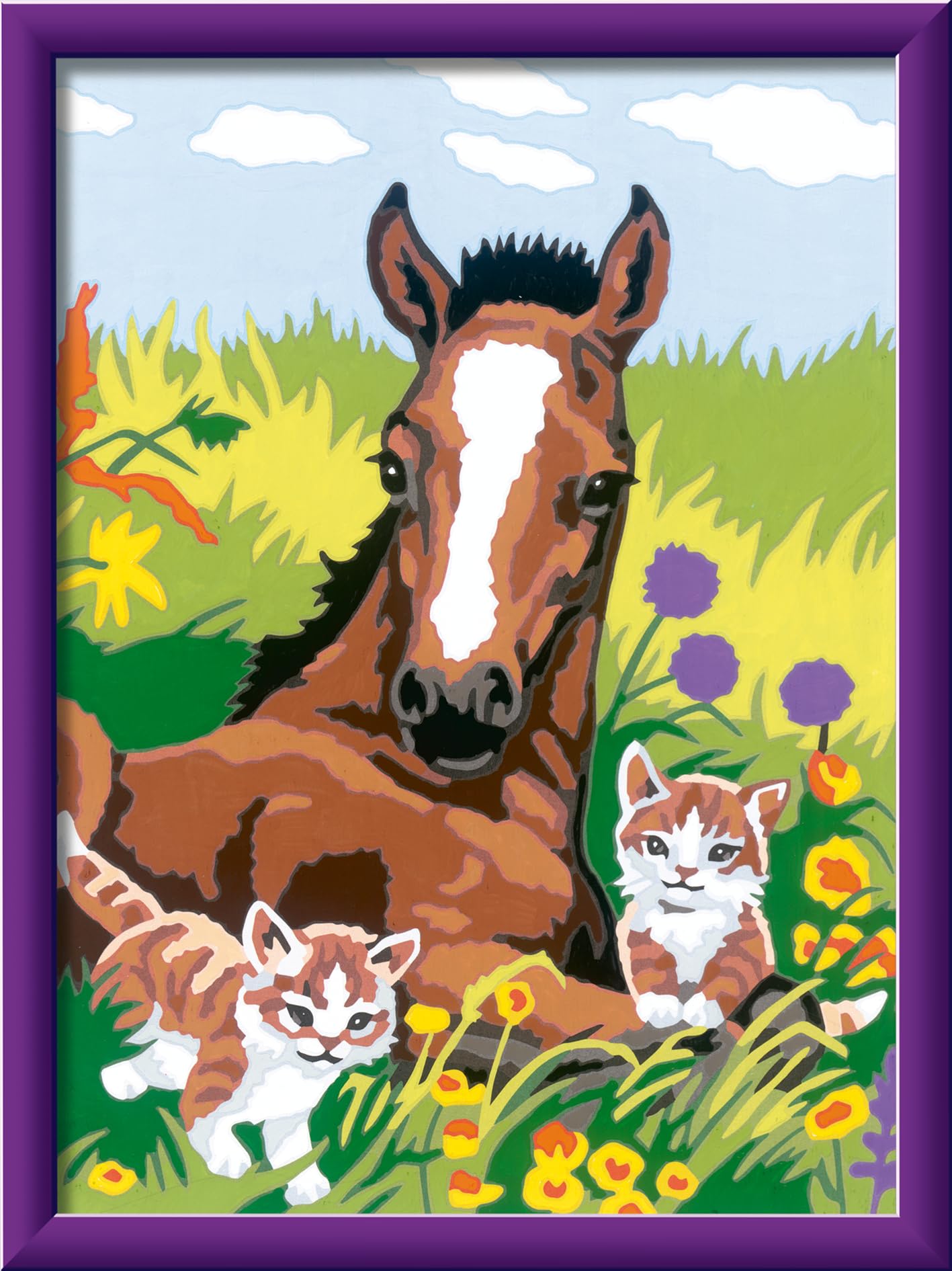 Ravensburger CreArt Süße Tierkinder - Malen nach Zahlen ab 9 Jahre | Mit Stickern, Malset mit Rahmen, Pinsel und Acrylfarben, Geschenk für Mädchen und Jungen