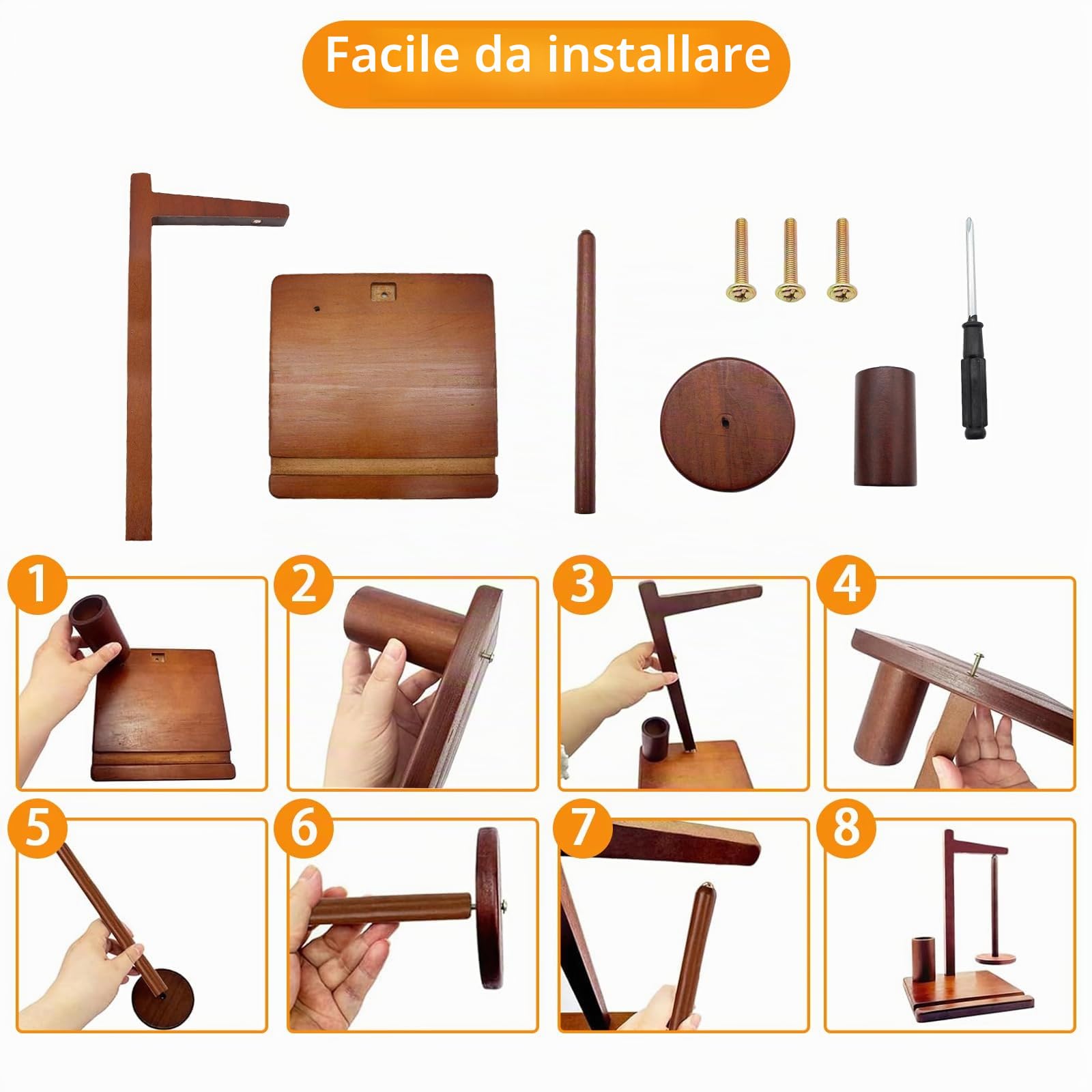 Supporto in Legno per Fili, Porta-Gomitolo con Supporto per Telefono, Supporto Magnetico Multifunzionale per Lana, Raccoglitore per Fili da Uncinetto e Lavoro a Maglia