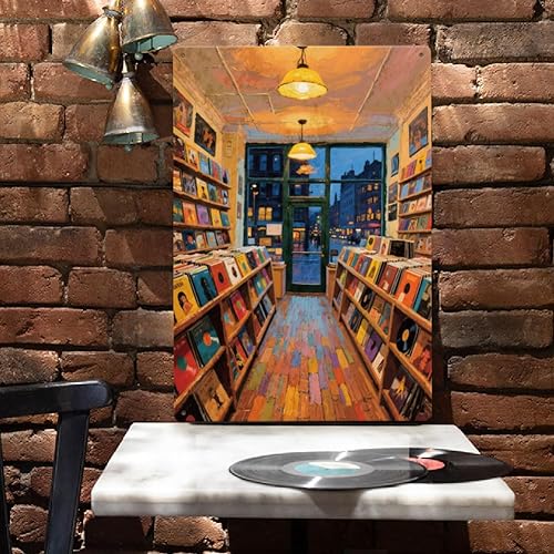 Miniatura 7 de SUPERDANT Letreros de metal estilo pintura al óleo, decoración de pared de hierro, rectangular, póster retro para sala de estar, dormitorio, cocina,