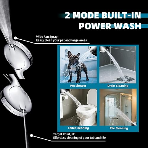 Miniatura 5 de Cabezal de ducha filtrado con mano, cabezal de ducha de alta presión con 10 modos de pulverización para agua dura con manguera de acero inoxidable