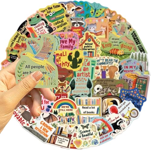 Miniatura 4 de 50Pcs Cute Inspirational Stickers, Waterproof Vinyl Graffiti Animal Motivational Stickers for Laptop, Kindle, Helmet, Scrapbooking, Journal, Bike,