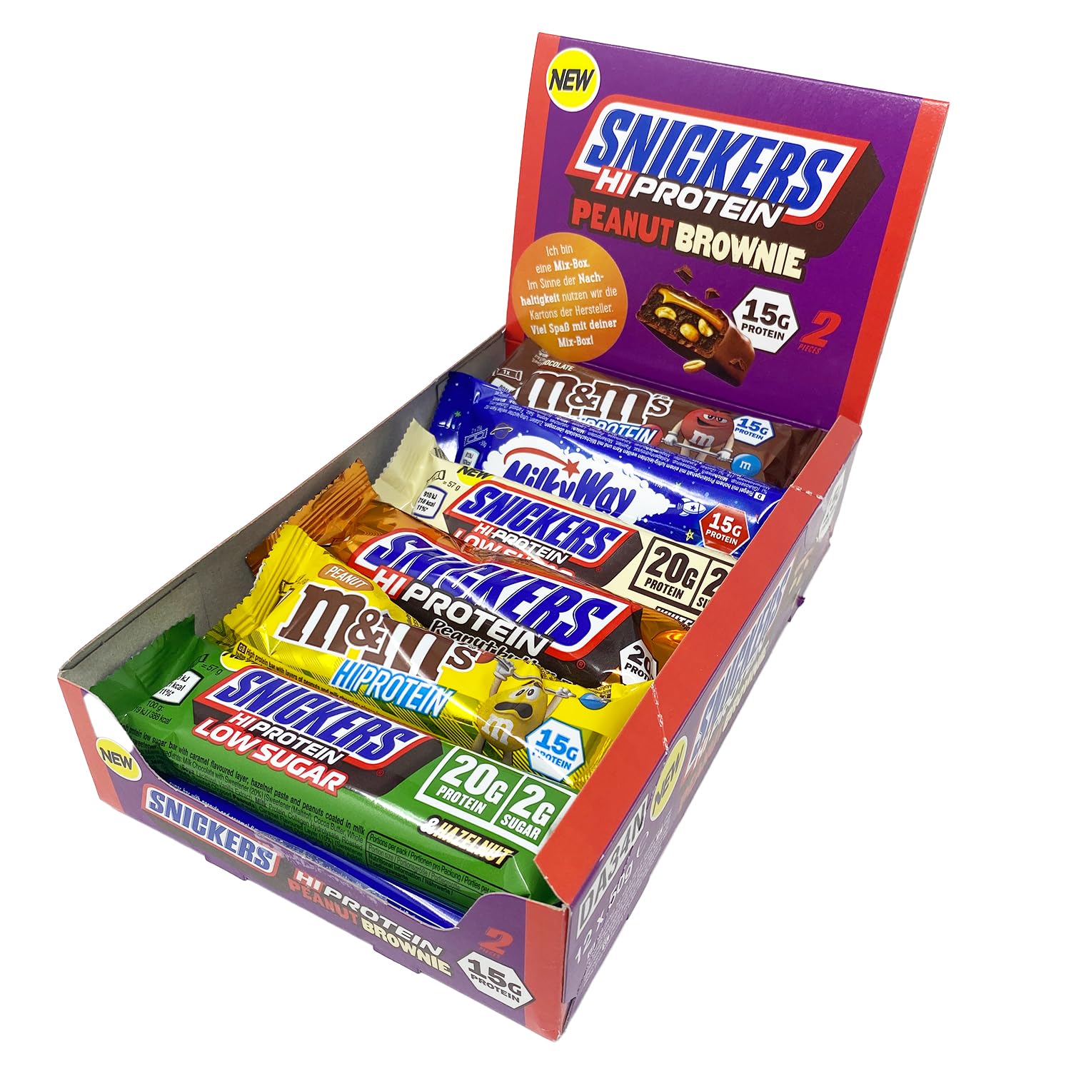 Snickers, Mars, M & M, Bounty, Milky Way Protein Bar Eiweiß Riegel Mix Box, 12 Riegel + GAMER SUPPS Traubenzucker (Best Of Mix, 12 Riegel) Geschenk für Sportler und Fitness