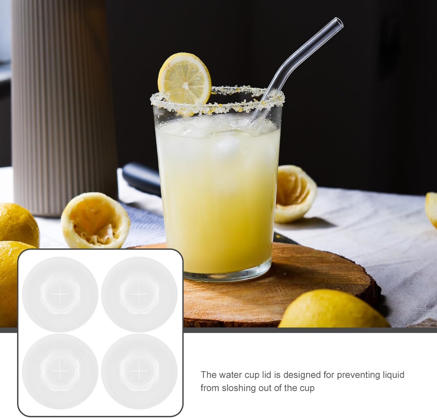Zerodeko 20pcs Silicone Cup Lids Straw Hole Mug Covering Food-grade Transparent Design Prevents Spills and Keeps Drinks Clean for Beverages