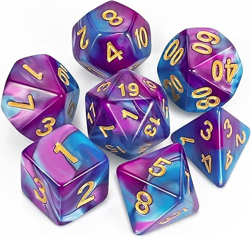 Miniatura 104 de CiaraQ DND - Juego de dados poliédricos para juegos de rol de Dungeons and Dragons RPG MTG, con 1 bolsa de dados (rosa + amarillo) Rosa +