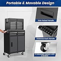 Vista 7 de Goplus Rolling Tool Chest, 5-Drawer Tool Box Organizer w/Lockable Wheels & Sliding Drawers & Detachable Top & Adjustable Shelf, Tool Storage Cabinet