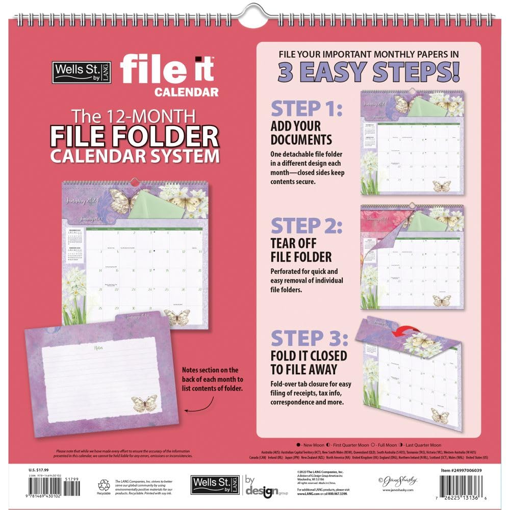 Amazon.com: Wells Street by LANG, Butterflies File It 2024 Wall Calendar :  Office Products
