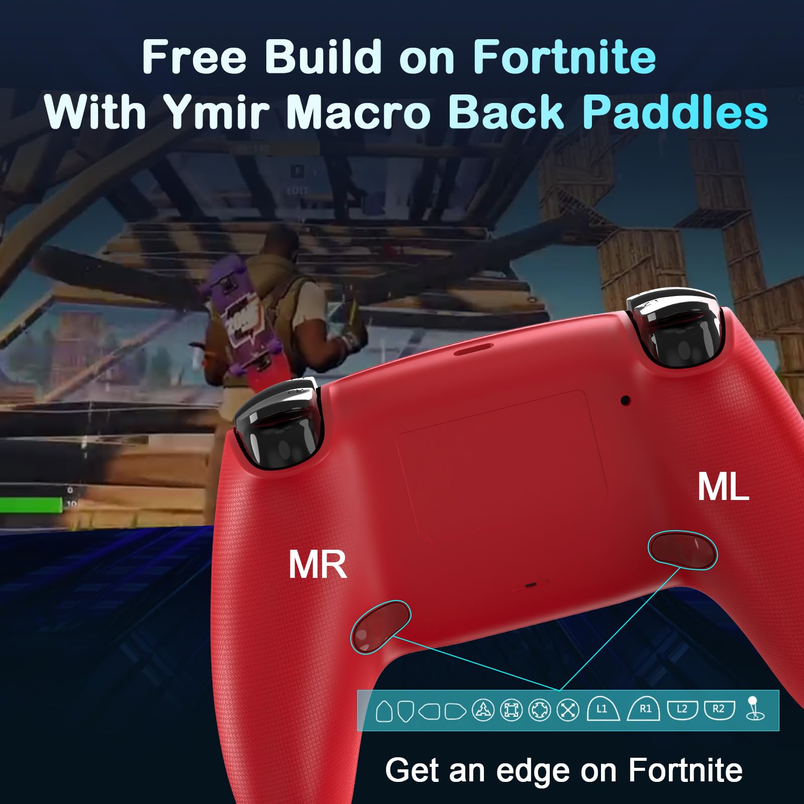 Ymir Luna Controller Upgrade, gamepad wireless Bluetooth per Fire TV, PC, PS4, ALPS Sticks senza drift, paddle programmabili, turbo, batteria da 1200 mAh, sensore giroscopico, compatibile con Amazon