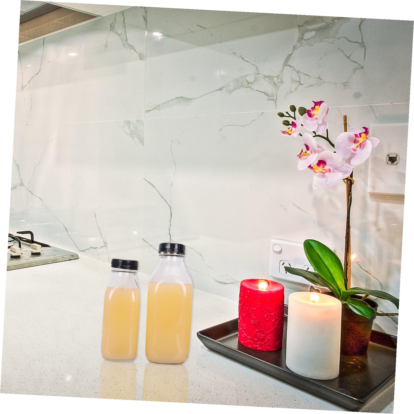 Homoyoyo 5 Stück 300ml Milchflaschen aus Glas mit Umweltfreundlichem Design und Angenehmem Griff für Aufbewahrung von Milch und Getränken zu Hause