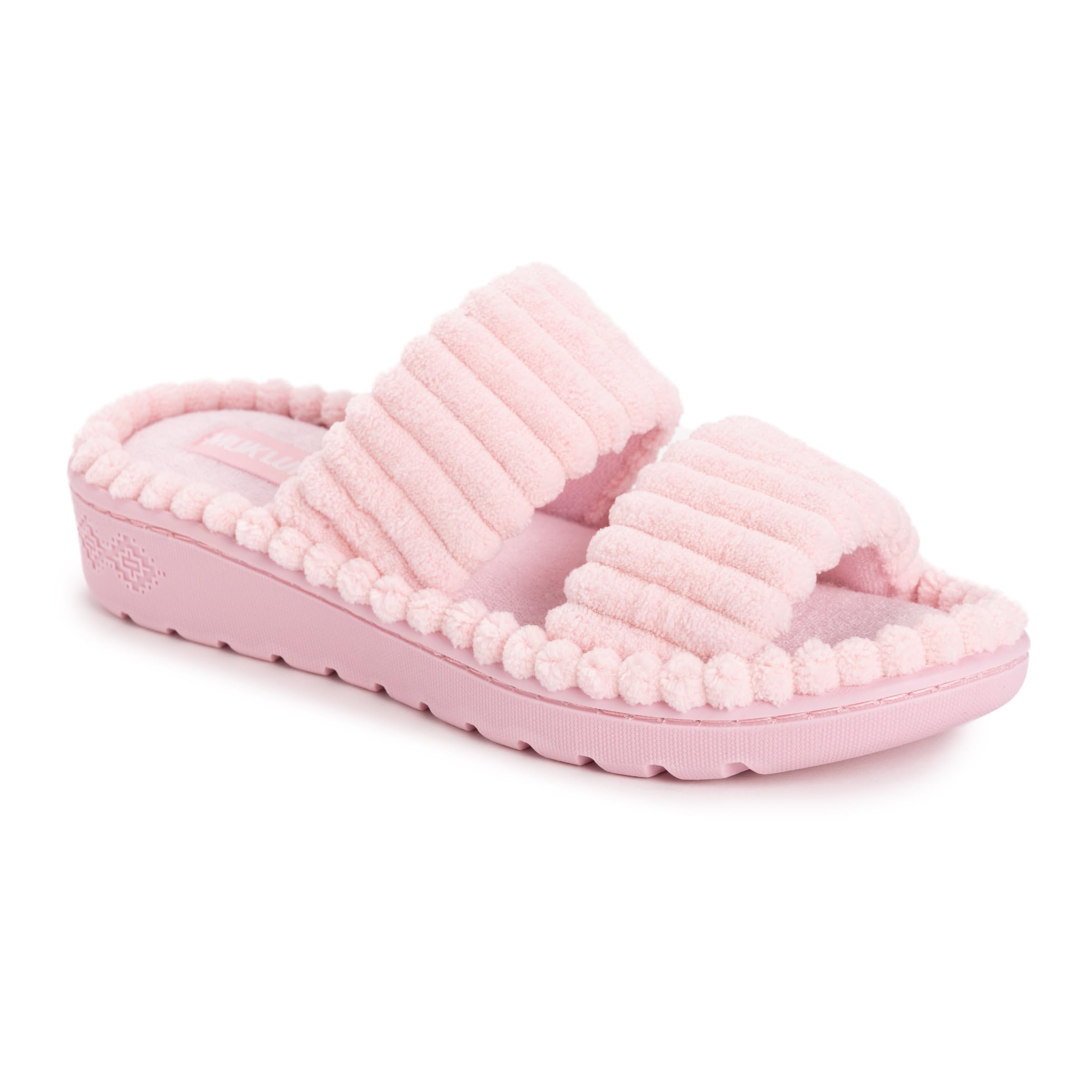MUK LUKS Women's Double Strap Slide Slipper, Rose, M