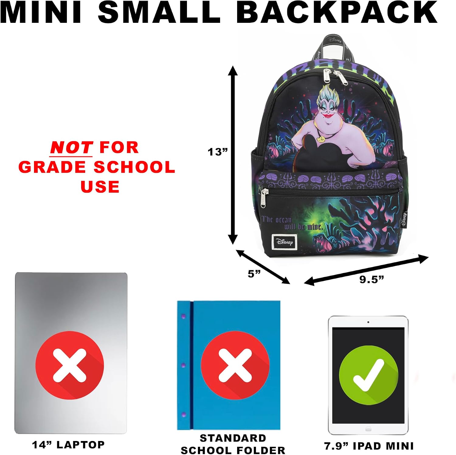 Wondapop - The Little Mermaid - Ursula 13" Nylon Daypack
