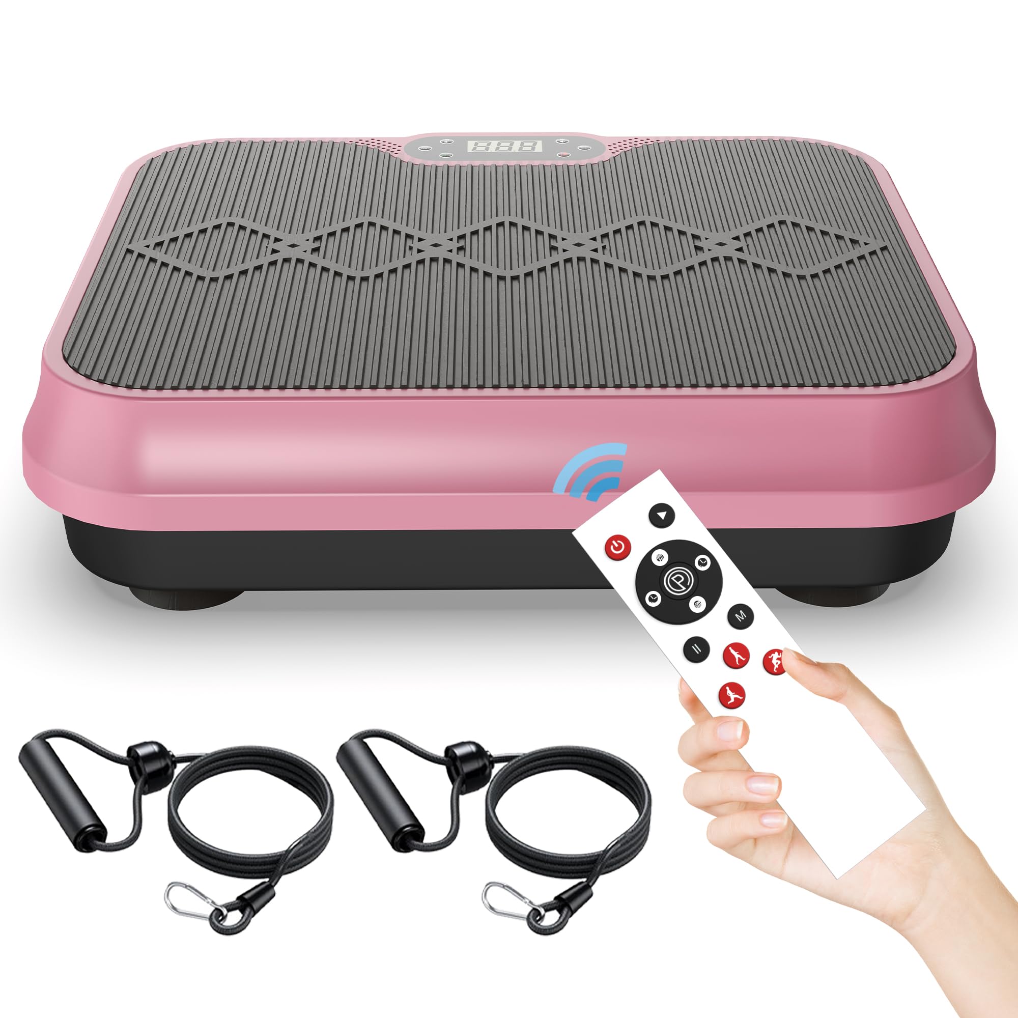Vibration Plate Machine with Resistance Bands and Remote Control 125 Speed Levels 450LB Capacity Whole Body Oscillating Platform for Home Use