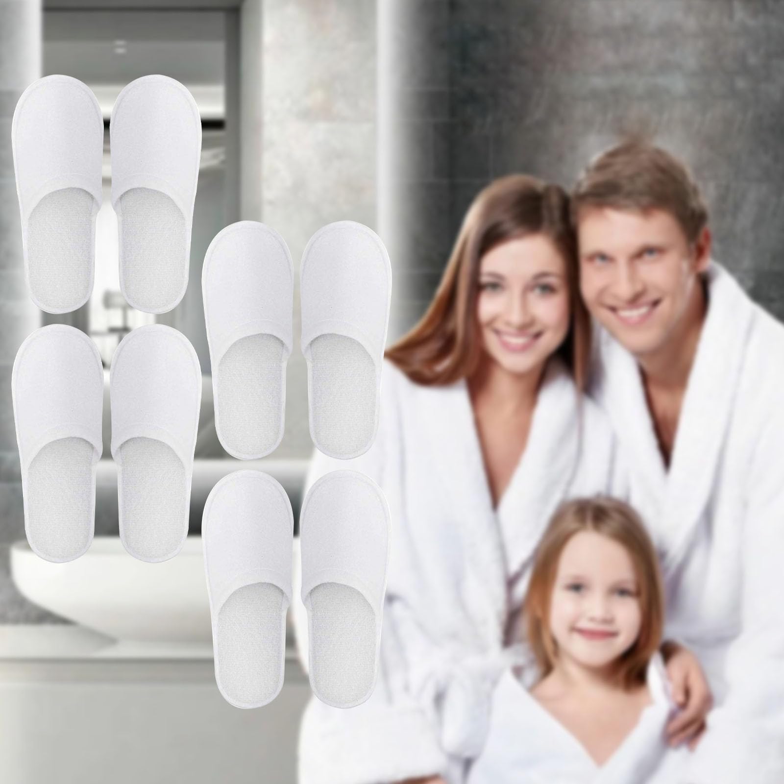 Comioke Pantofolea e Getta Antiscivolo, Pantofole Chiuse, Pantofole in Spugna Premium, Ciabatte Monouso per Hotel, Spa, Casa, Viaggi, Unisex, Lavabili, Misura Universale, 4 Paia