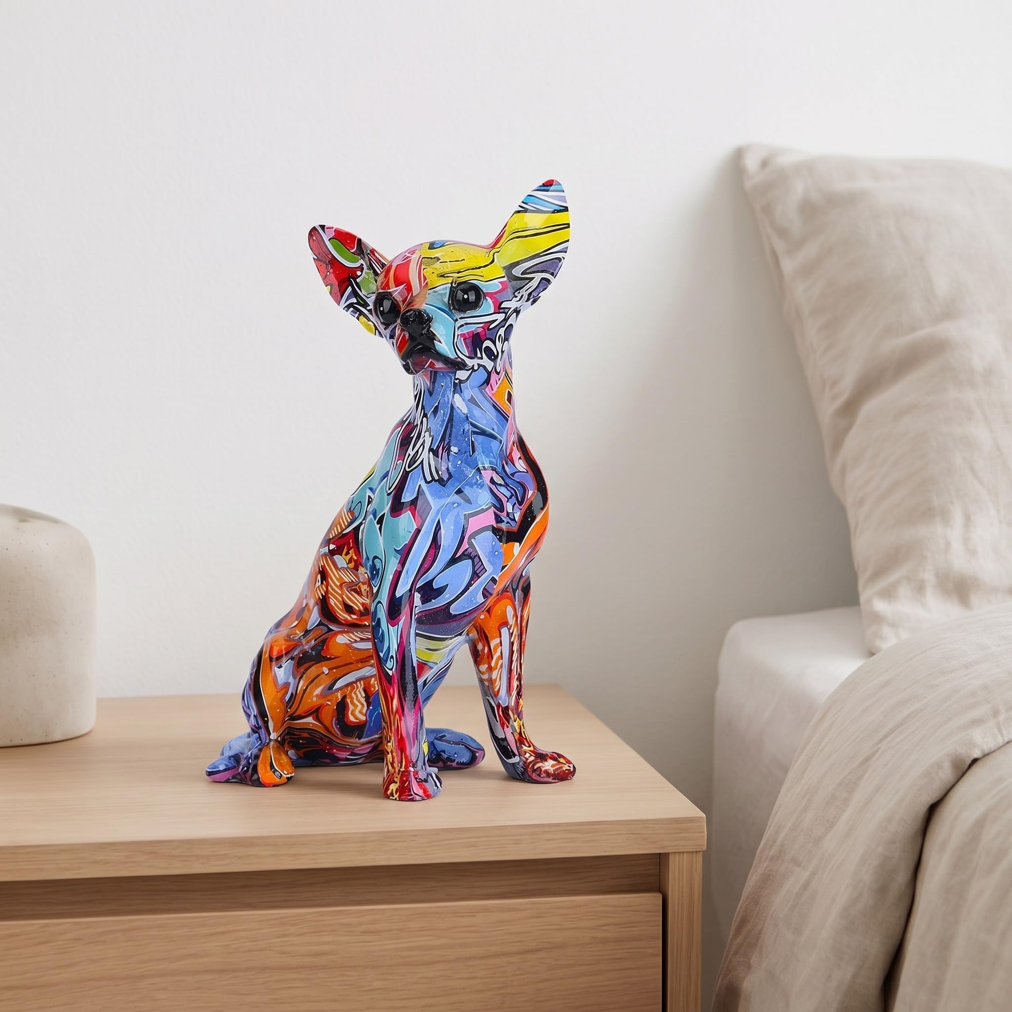 suruim Simple Couleur Créative Bouledogue Chihuahua Chien Statue Salon Ornements Maison Entrée Cave À Vin Bureau Décors Résine Artisanat