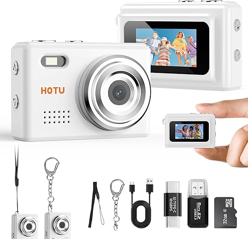 Miniatura 16 de Mini cámara digital con llavero, mini cámara Y2K de tamaño bolsillo, cámara pequeña de 2 MP 1080P con tarjeta de 32 GB, grabadora de video con